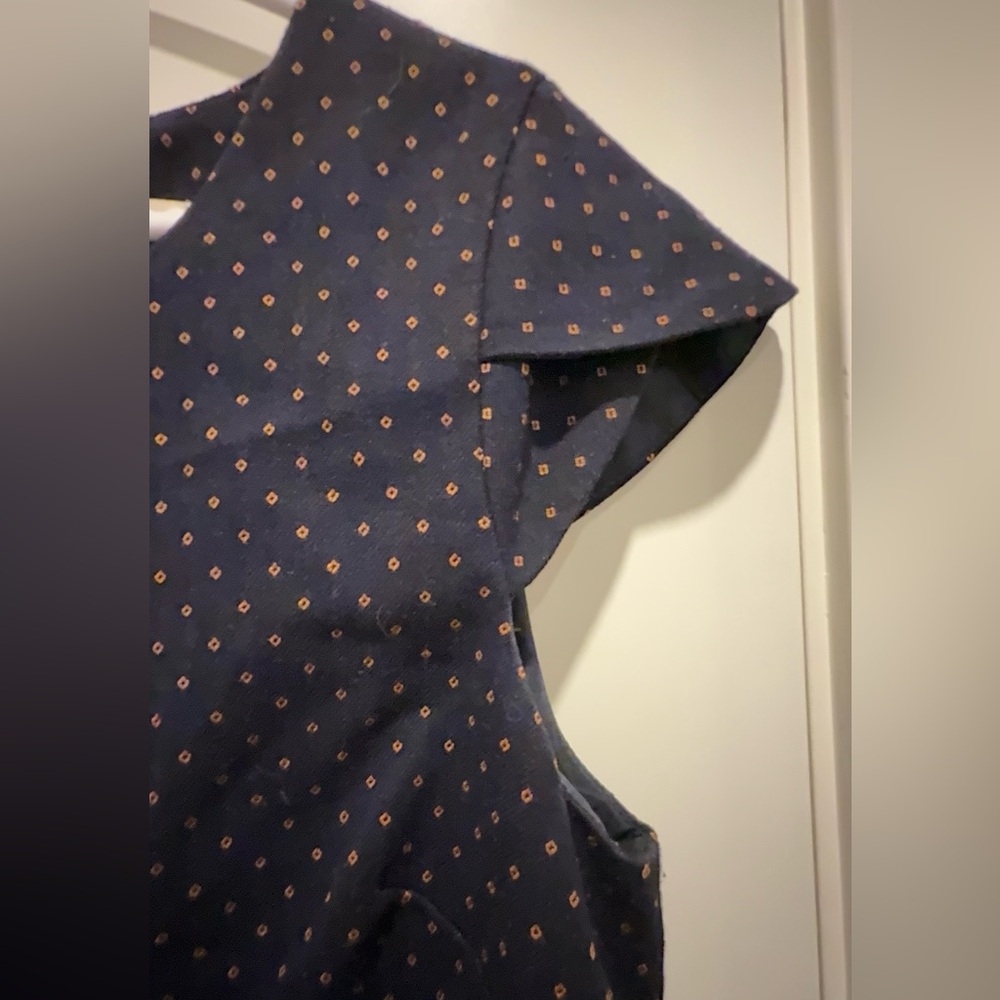Dex Navy Dress with White Polka Dots - Picture 3 of 5